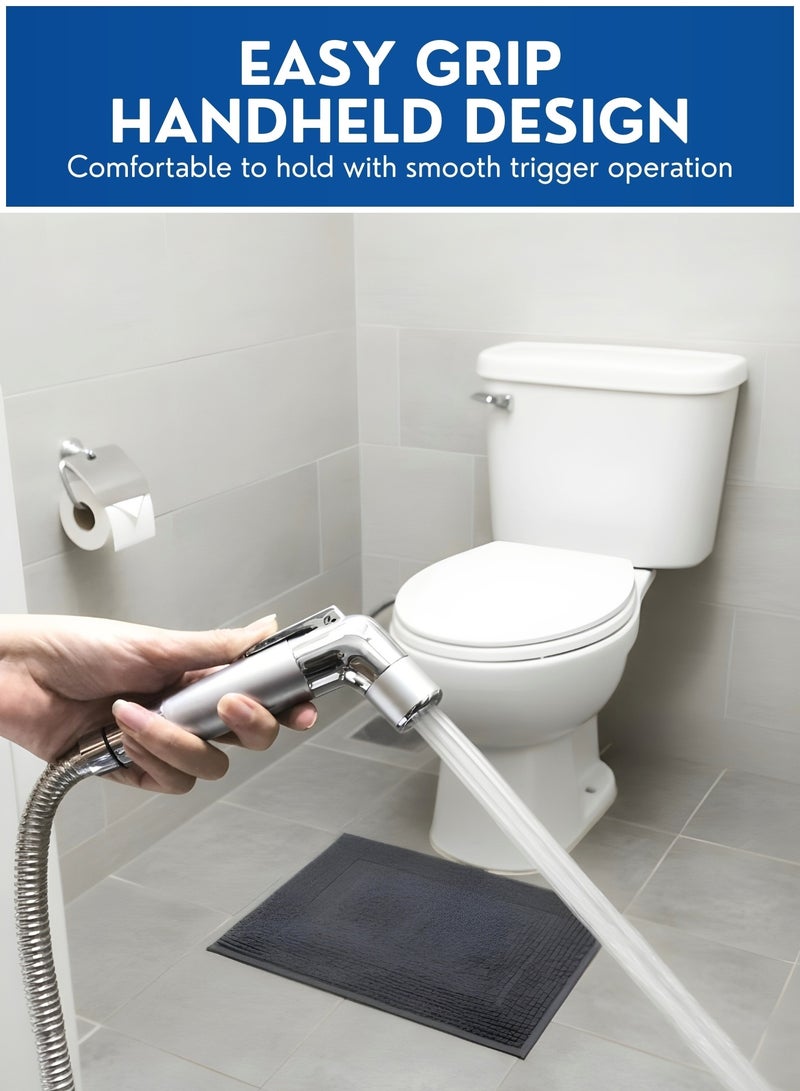 رشاش شطاف للمرحاض، شطاف يدوي من الستانلس ستيل (دش مسلم) مع تحكم في ضغط المياه، خرطوم مانع للتسرب مع حامل – طقم رشاش بيديه للحمام للنظافة الشخصية - Image 3